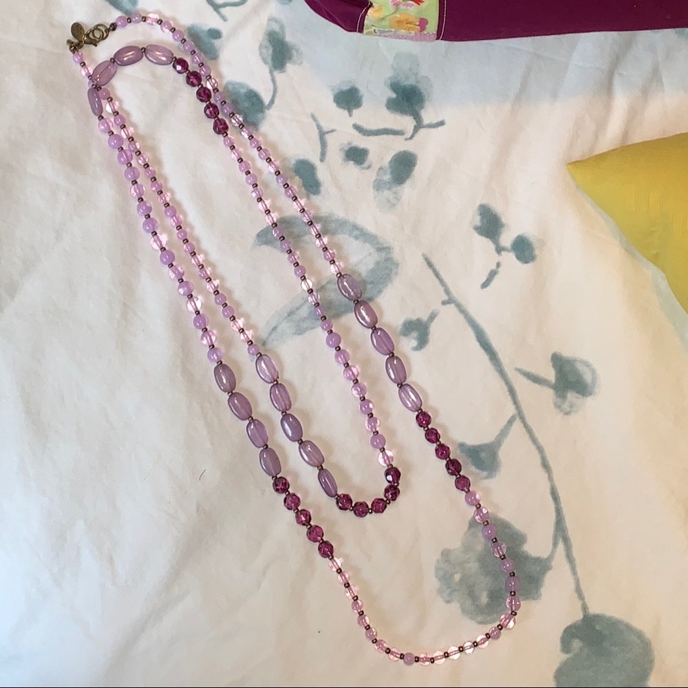 Long purple beaded necklace